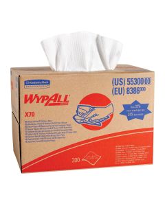 KIM55300 image(0) - Kimberly Clark WypAll 55300 X70 Series Brag Box Cloth, 12-1/2 x 16.8 in, 200, Hydroknit, White, 1 Plys