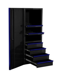 Extreme Tools EX Series 24" 4 Drawer and 2 Shelf Professional Side Cabinet Blue w Black Handle