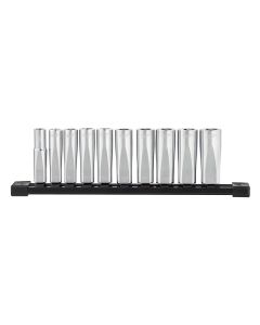 MLW48-22-9505 image(3) - Milwaukee Tool 10pc 3/8" Metric Deep Well Sockets with FOUR FLAT Sides