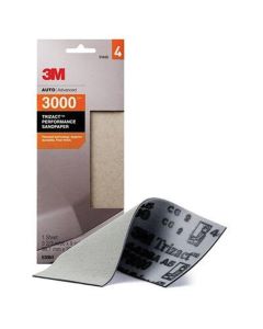 MMM3064 image(0) - 3M Trizact 03064 Sandpaper, 3-2/3 in W x 9 in L, 3000 Grit, Very Fine Grade, Aluminum Oxide Abrasive, Gray, Wet/Dry