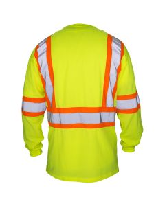 SAS Safety Class-2 Long Sleeve Reflective Yellow T-Shirt, Large
