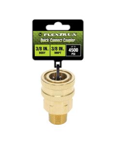 Flexzilla Quick-Connect Coupler, 3/8" Body x 3/8" MNPT, Brass