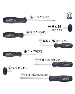 VES550A8PTU image(1) - Vessel Tools ARMOR GRIP Screwdriver 8PC. Set