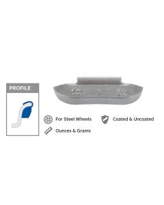 PWWP100 image(2) - Wegmann Automotive 1 oz Lead Uncoated Clip-on P Black Series Wheel Weight (Box of 50)