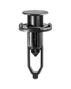 AVC18873 image(0) - AUVECO 18873 Push-Type Rear Bumper Cover Retainer, 18 mm Dia Head x 28 mm L Stem x 9 mm Hole, Nylon, Black
