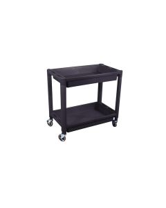 HITT425 image(0) - High Teck Products T425 Utility Cart, 300 lb, Black, Heavy-Duty Plastic, 2 Shelves, Swivel Caster