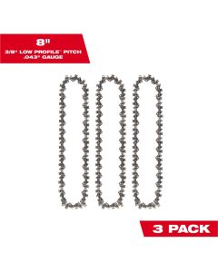MLW49-16-2817 image(0) - Milwaukee Tool 8 Inch Pruning Saw Chain 3Pk
