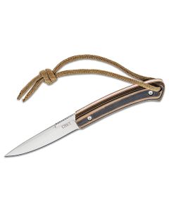CRK2382 image(0) - CRKT (Columbia River Knife) Biwa 8Cr13MoV Satin Plain Blade Fixed Blade Knife with Sheath G10 Handle - Brown/Black
