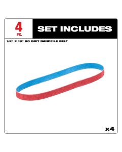 MLW48-80-9080 image(4) - Milwaukee Tool 1/2 Inch x 18 Inch 80 Grit Bandfile Belts &hyphen; 4 pack