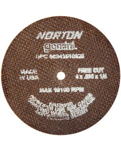 NOR10630 image(0) - Norton Gemini 10630 Free Cut Cut-Off Wheel, 4 in Dia, 0.035 in THK Wheel, 3/8 in Center Hole, 19100 rpm
