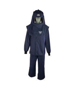 OBRLAN2STB-ES-2XL-HVSL image(0) - OBERON Suit Kit - Arc Flash - 12 Cal LAN - Comes with Hood with Hard Cap, Coat, Bib Overalls and  Hood Ventilation System w/Light - With Escape Strap - Color: Navy Blue - Size: 2XL