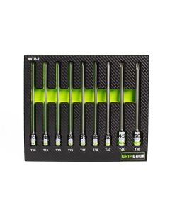GETBST9LS image(0) - GripEdge Tools 9-PC 1/4 & 3/8" Drive Long Ball Star Bit Socket Set
