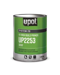 U Pol Products SYSTEM 20 UP2253 High-Build 2K Multi-Purpose Primer, 1 gal Tin, Gray, 4:1 Mixing, High-Build, Use: DTM