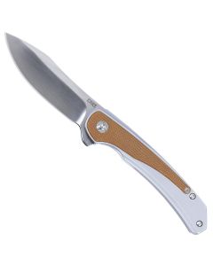 CRK6070 image(0) - CRKT (Columbia River Knife) Padawan 14C28N Brush Plain Blade Folding Knife with Frame Lock Stainless Steel w/Micarta Overlays Handle - Brown