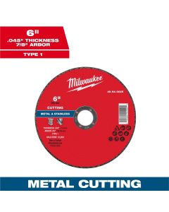 MLW49-94-0025 image(0) - Milwaukee Tool 6" x .045" x 7/8" Metal Cut Off Wheel -Type 1