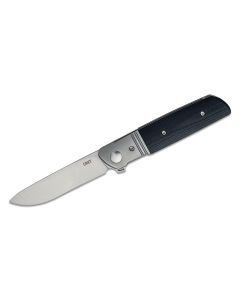 CRK5720 image(1) - CRKT (Columbia River Knife) Bamboozled D2 Satin Plain Blade Assisted Folding Knife with Liner Lock G10 w/Stainless Steel Bolster Handle - Black