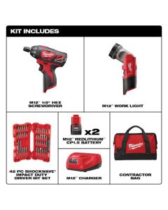 MLW2482-22 image(2) - Milwaukee Tool M12  Screwdriver with Free LED Light and 40 Piece Bit Set