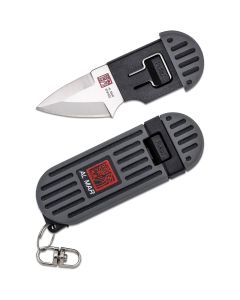 SUNAMK1001GYBK image(2) - SUNEX Al Mar Stringer D2 Wedge Blade Keychain Knife in Giftable Box - Grey/Black