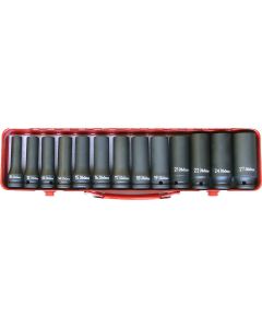 KKN14208M image(0) - Ko-ken USA 14208M 1/2 Sq. Dr. 13 Piece Impact Deep 6-Point Socket Set 10-27mm