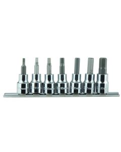KTI22970 image(1) - K Tool International SOC HEX BIT SET 3/8" DR 7 PC. SAE