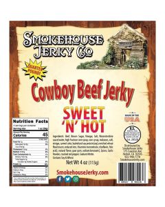THS960136 image(0) - Tender Heifer Snack Co. Sweet and Hot Cowboy Cut Beef Jerky - 4 Ounce