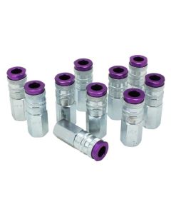Milton Industries HighFlow Couplrs,V-style Purpl,1/4" FNPT 10PK