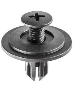 AVC14698 image(0) - AUVECO 14698 Push-Type Screw-Type with Open End Retainer, 18 mm Dia Head x 11 mm L Stem x 6 mm Hole, Nylon, Black