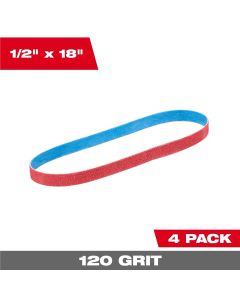 MLW48-80-9120 image(0) - Milwaukee Tool 1/2 Inch x 18 Inch 120 Grit Bandfile Belts &hyphen; 4 pack
