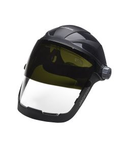 SRW14230 image(0) - Jackson Safety Jackson Safety - Face Shield - QUAD 500 Premium Multi-Purpose Series - 9' x 12.125' x 0.060" Window - Clear AF with Shade 5 IR Flip Visor - 370 Speed Dial Headgear