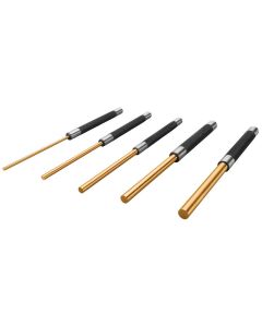 WLMW759 image(0) - Wilmar Corp. / Performance Tool 5 Piece 8" Long Brass Pin Punch Set