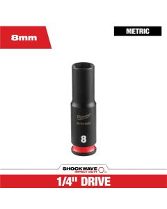 MLW49-66-6042 image(0) - Milwaukee Tool SHOCKWAVE&trade; Impact Duty 1/4" Drive 8MM Deep 6 Point Socket