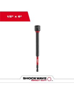 MLW49-66-4587 image(0) - Milwaukee Tool SHOCKWAVE Impact Duty 1/2 Inch x 6 Inch Magnetic Nut Driver