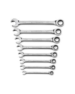 KDT85599 image(1) - GearWrench 8 Piece 72-Tooth 12 Point Open End Ratcheting Combination SAE Wrench Set