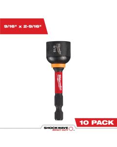 MLW49-66-4738 image(0) - Milwaukee Tool SHOCKWAVE Impact Duty 9/16&rdquo; x 2-9/16&rdquo; Magnetic Nut Driver BULK 10