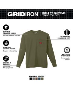 MLW606GN-3X image(1) - Milwaukee Tool GRIDIRON Pocket T-Shirt - Long Sleeve Green 3X