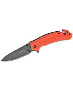 KER8650 image(1) - Kershaw Barricade Assisted Open Liner Lock Drop Point Blade Rescue Folding Pocket Knife - Color Orange