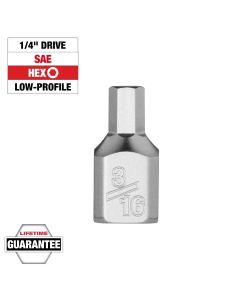 MLW45-34-1123 image(0) - Milwaukee Tool 1/4 inches Drive 3/16 inches Low-Profile Hex Bit Socket