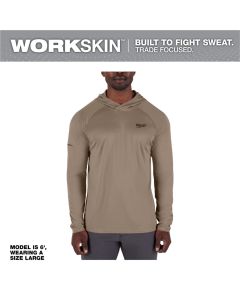MLWM550N-3X image(0) - Milwaukee Tool WORKSKIN Hooded Sun Shirt- Sandstone -3X