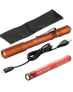 STL66146 image(1) - Streamlight Stylus Pro USB with USB Cord, Nylon Holster - Orange with White LED