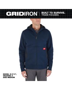 MLWM250U-S image(0) - Milwaukee Tool GRIDIRON Full-Zip Hoodie- Blue- S