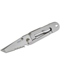 CRK5510 image(0) - CRKT (Columbia River Knife) K.I.S.S. 3Cr13MoV Bead Blast Triple Point Serrationswith  Blade Folding Knife with Frame Lock Stainless Steel Handle - Silver