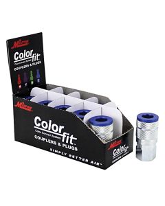 Milton Industries ColorFit Couplers, T-style Blue, 1/4" NPT Female,