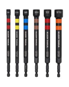 KLE32940 image(0) - Klein Tools Magnetic Hollow Color-Coded Power Nut Drivers Set, 6-Piece