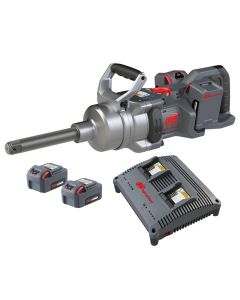 Ingersoll Rand 1 Inch 20V Cordless Impact Wrench 4 Battery Kit, 6 Inch Ext Anvil, 3000 ft-lb Torque, Friction Ring-Thru-hole Retainer, D-Handle