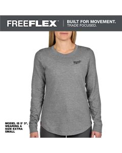 MLWF552G-2X image(2) - Milwaukee Tool Womens FREEFLEX Hybrid Tee - Long Sleeve Gray 2X