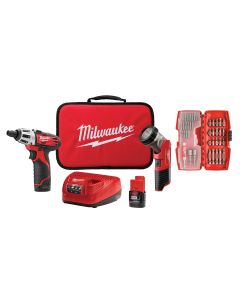 MLW2482-22 image(1) - Milwaukee Tool M12  Screwdriver with Free LED Light and 40 Piece Bit Set