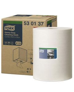 TOR530137A image(0) - Tork Molnlycke 530137 Heavy Duty Centerfeed Cleaning Cloth, 9.84 in Dia x 349 ft L x 12.59 in W Roll, 280, Spunlace, White