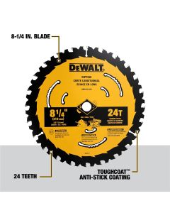 DEWALT 8-1/4 In Carbide Circular Saw Blade 24 Tooth with 5/8 in Arbor (10 Pack)