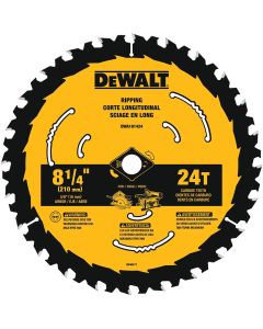 DWTDWA181424 image(1) - DEWALT 8-1/4 In Carbide Circular Saw Blade 24 Tooth with 5/8 in Arbor (1 Pack)