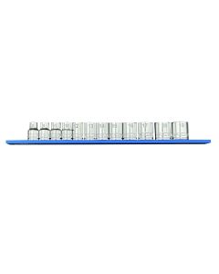 VIM Tools 12 Piece 3/8 Inch Drive Metric Socket Set with 12 Inch Blue Magrail - SMS600 Subset
